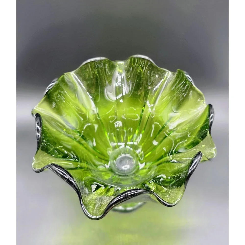 Vintage L. E. Smith Art Glass Swung Pedestal Vase Compote Mid-Century Modern